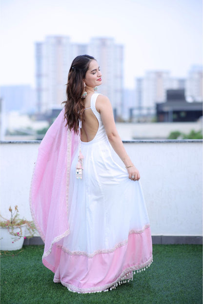 Meera White-Pink Anarkali