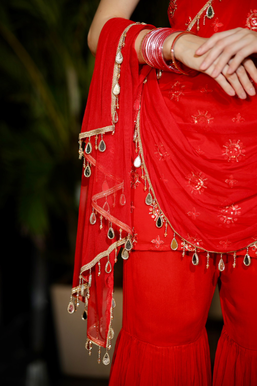 Rekha Red Sharara set