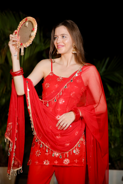 Rekha Red Sharara set