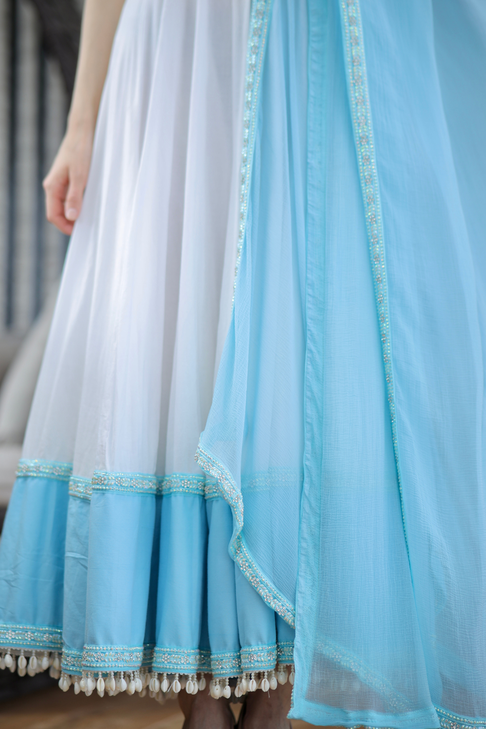 Meera White-Blue Anarkali