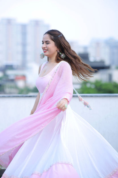 Meera White-Pink Anarkali