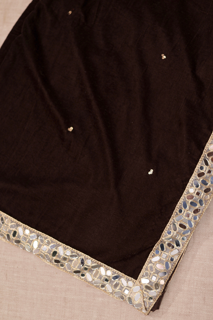 Raveena Velvet Shawl - Brown