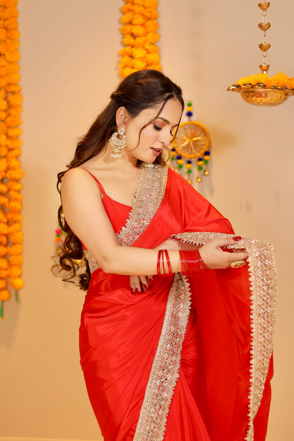 Maastani Red Saree with Blouse