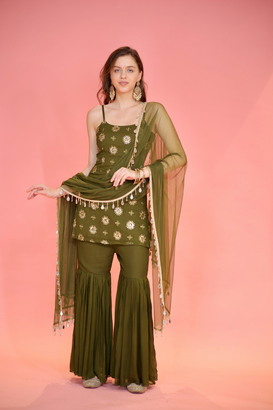 Rekha Green Sharara Suit