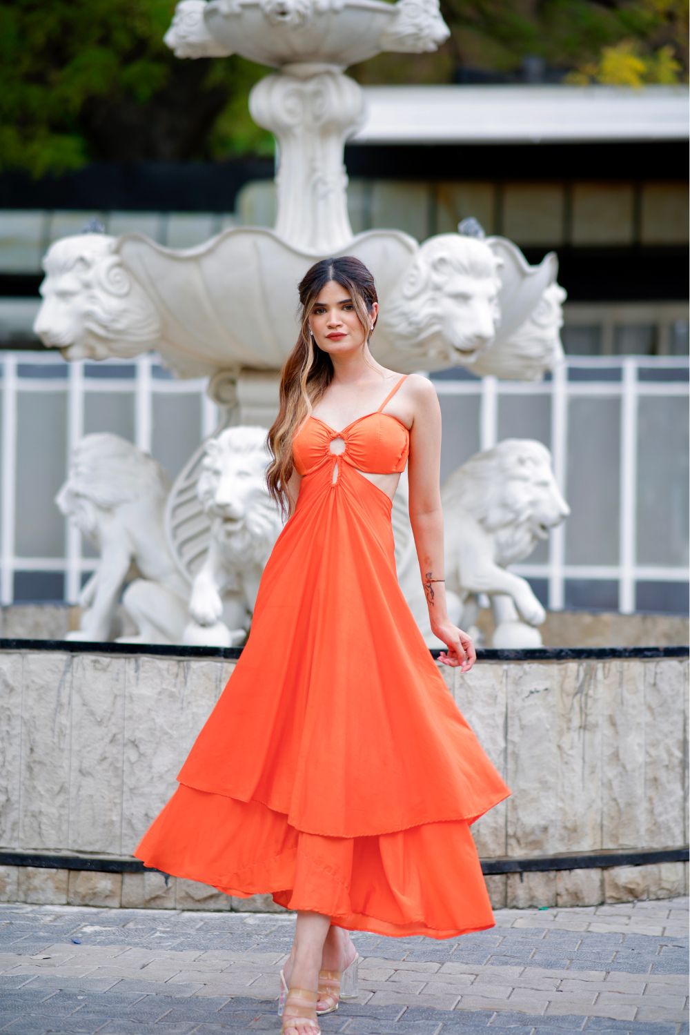 Isabella Cutout Dress - Orange