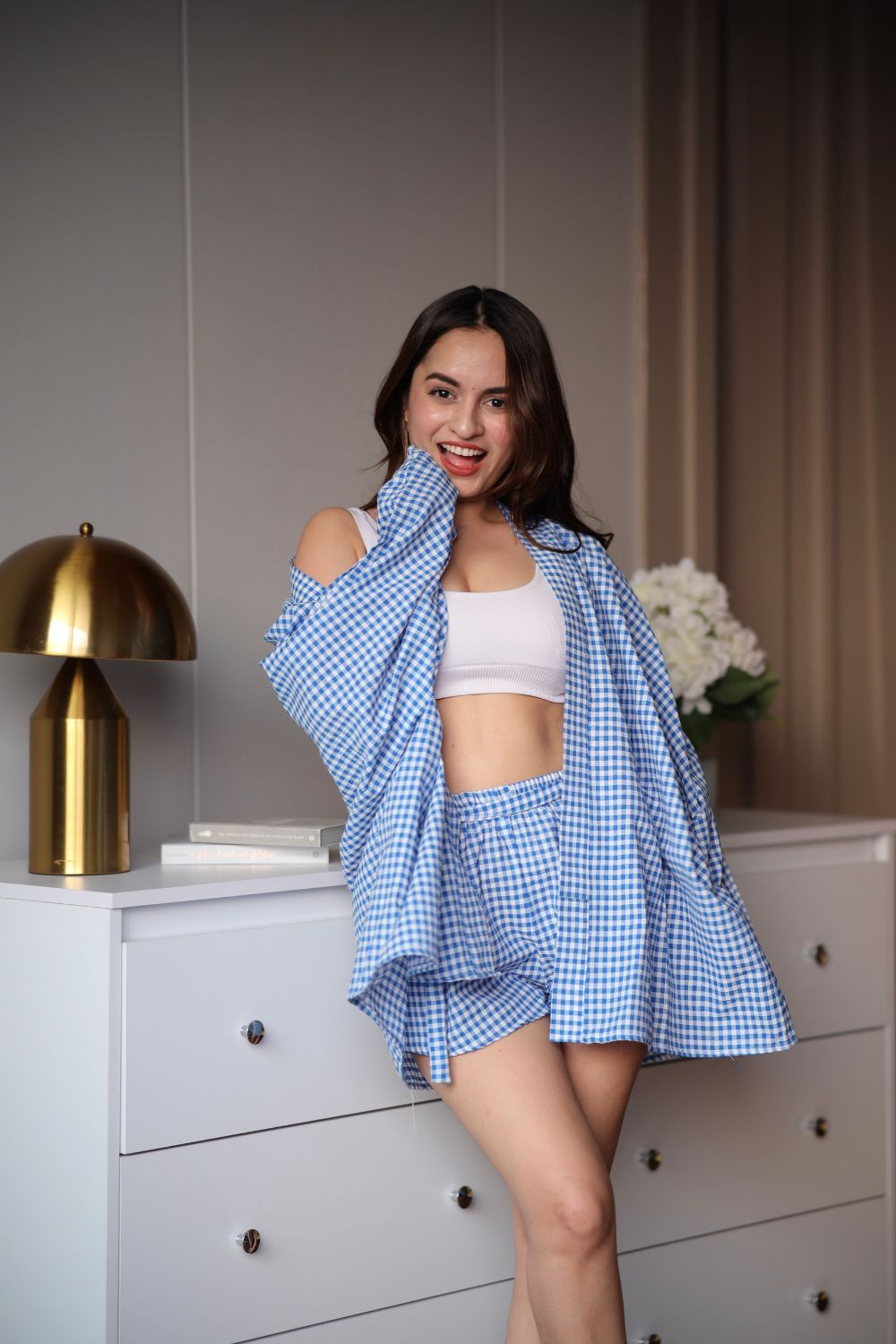 Lily Blue Cotton Co-ord Set with Shorts