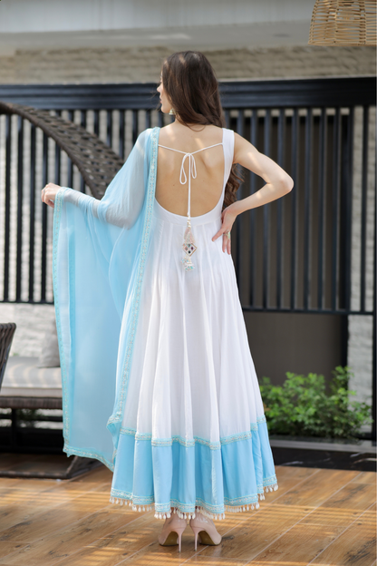 Meera White-Blue Anarkali