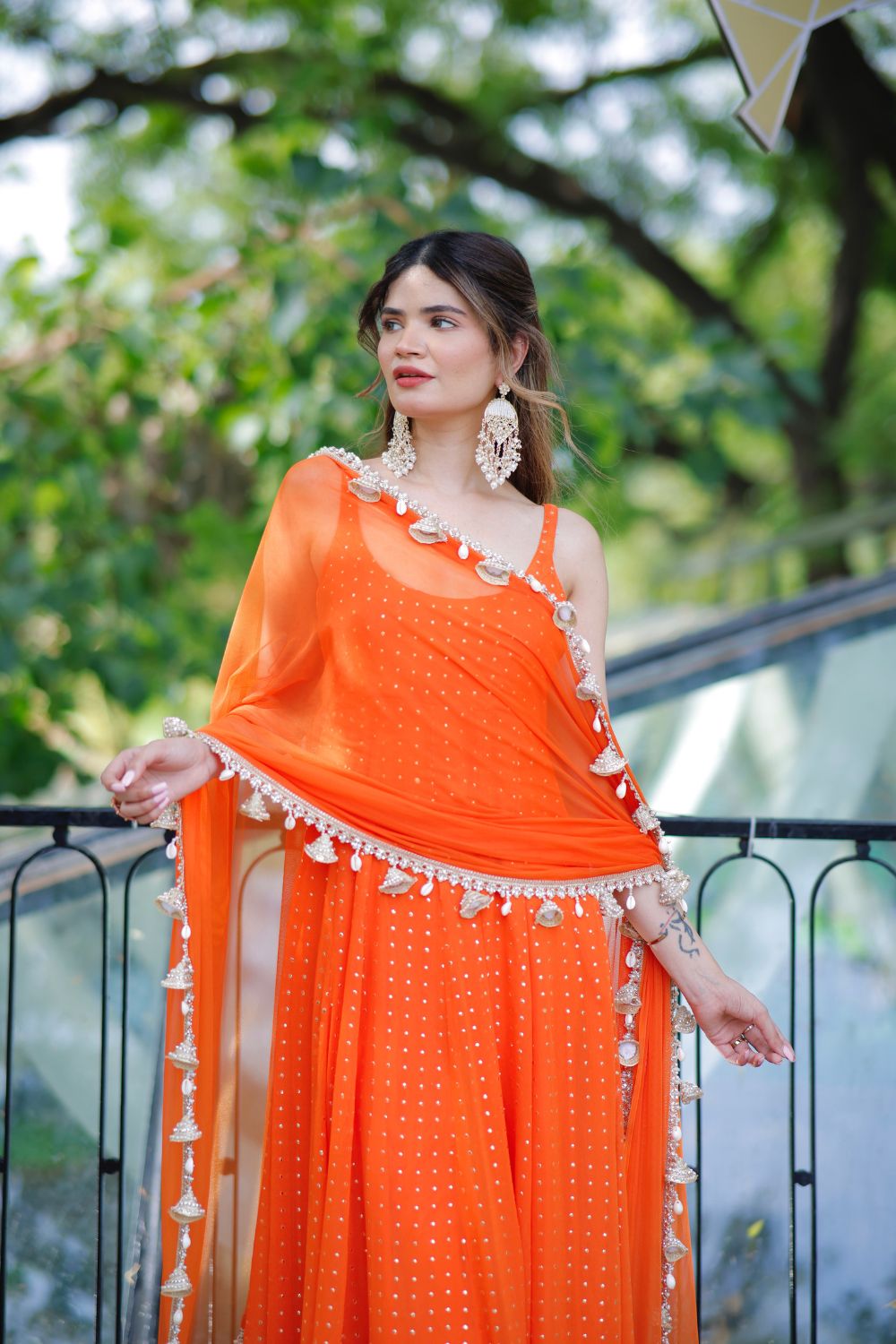 Dolly Orange Anarkali Suit