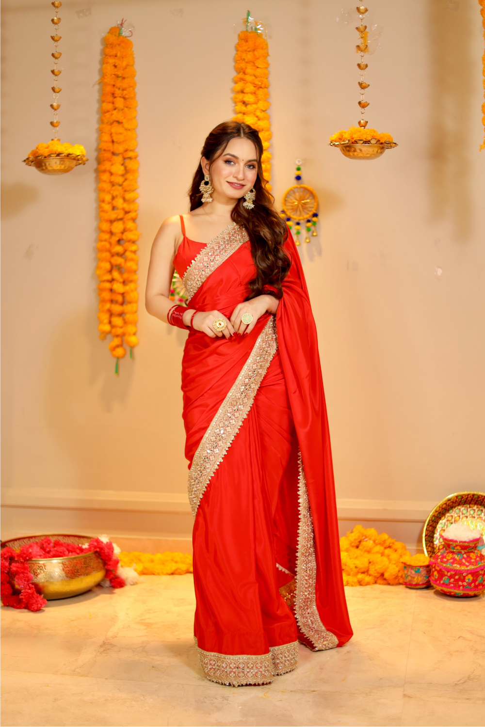 Maastani Red Saree with Blouse