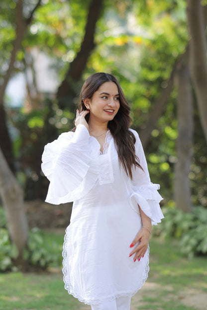 Pure White Cotton Kurti