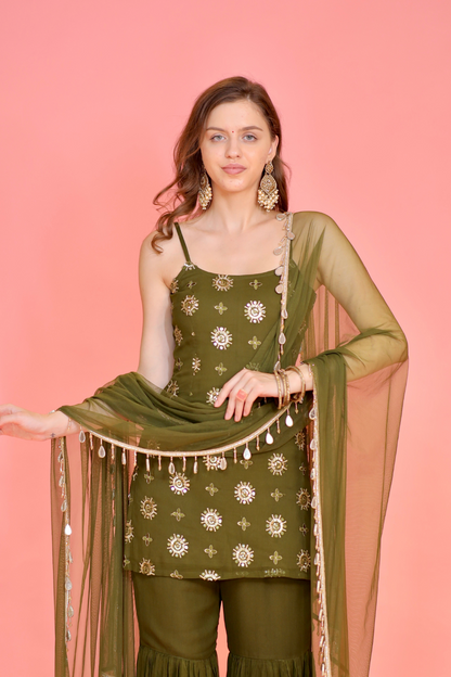 Rekha Green Sharara Suit