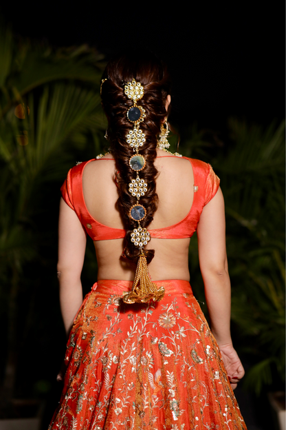 Chandani Orange Lehnga with Zari Work