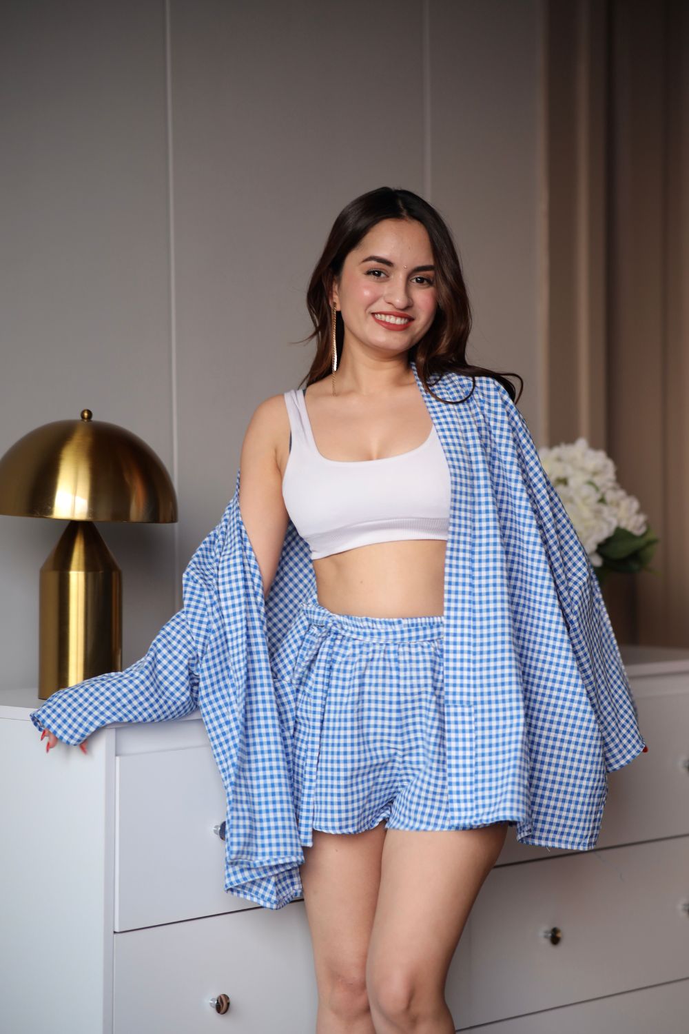 Lily Blue Cotton Co-ord Set with Shorts