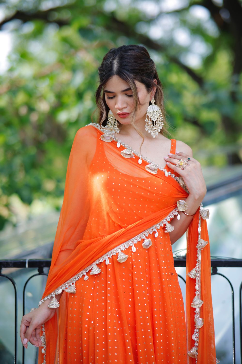 Dolly Orange Anarkali Suit