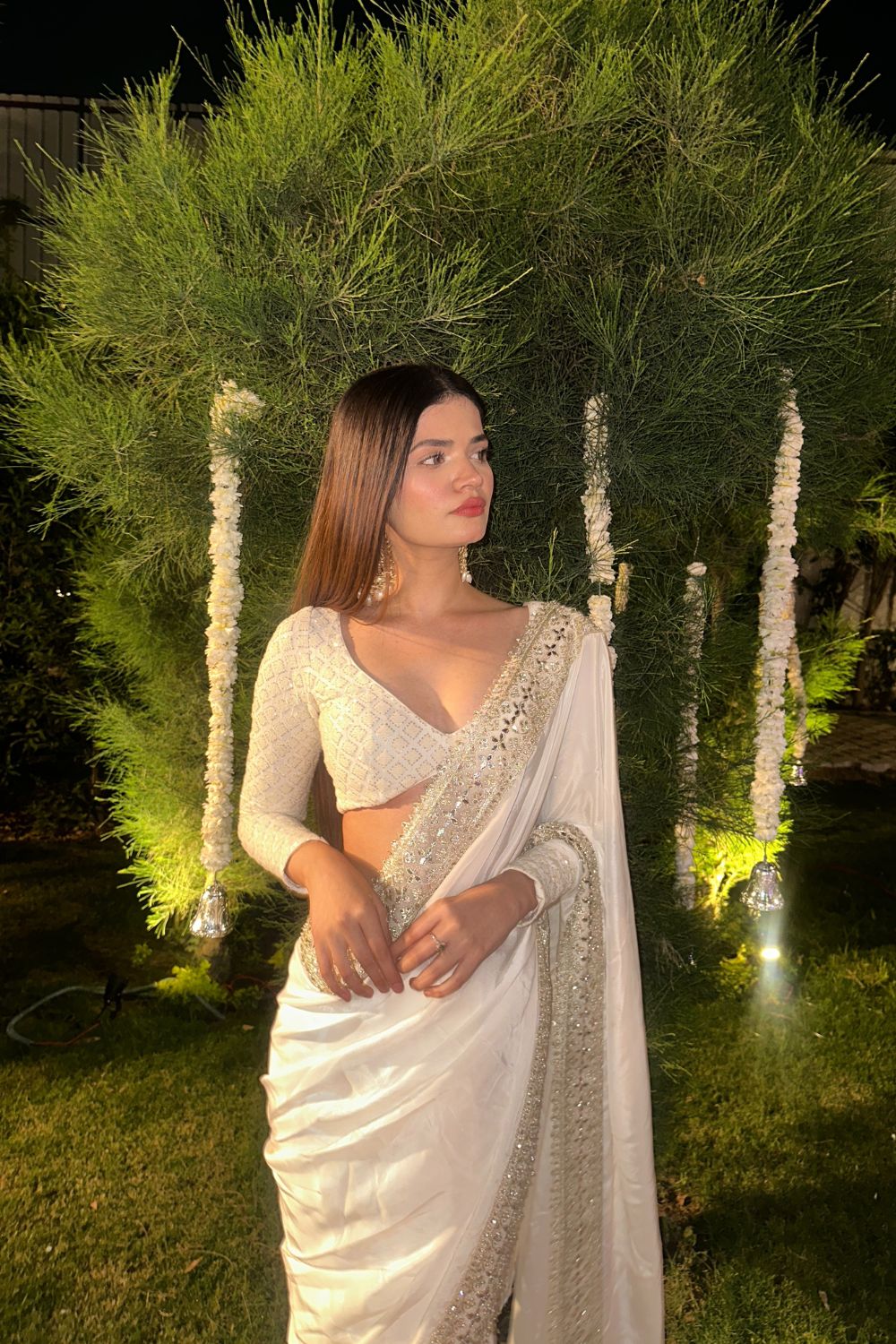 Maastani Mulmul Saree White