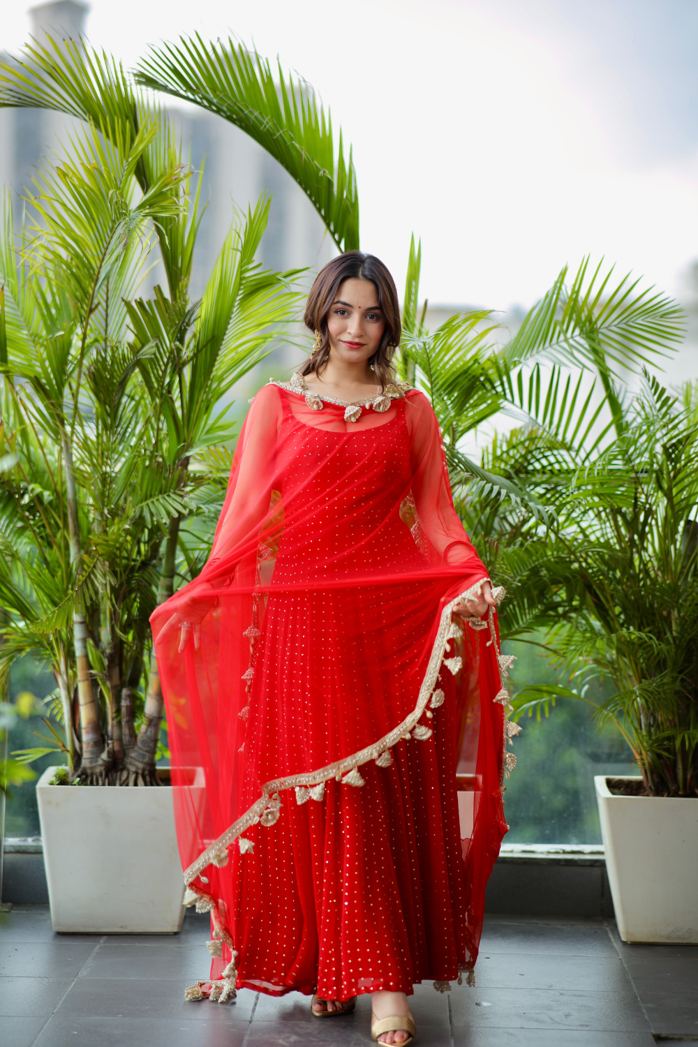 Dolly Red Anarkali