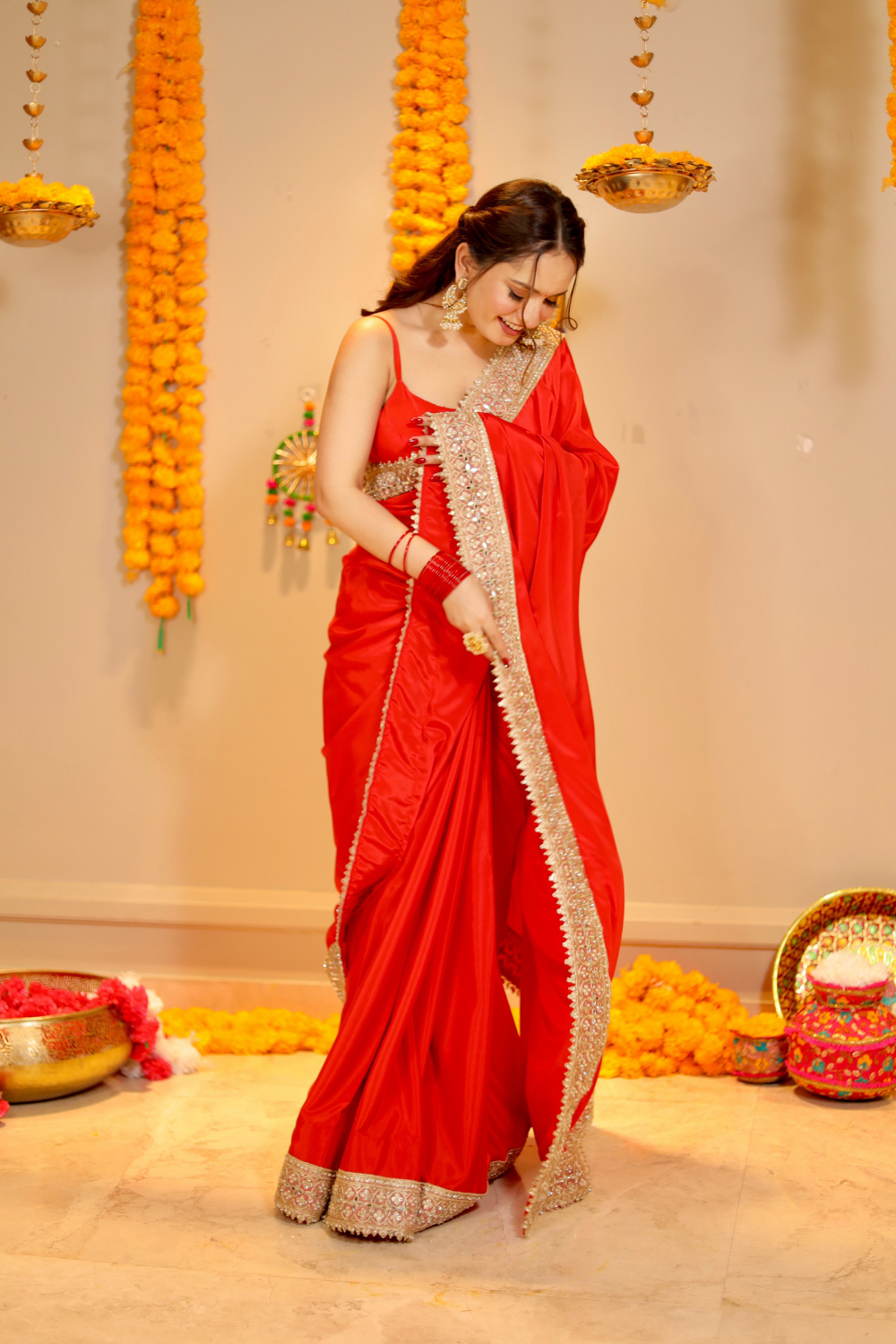 Maastani Red Saree with Blouse