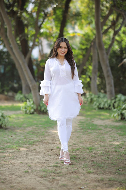 Pure White Cotton Kurti