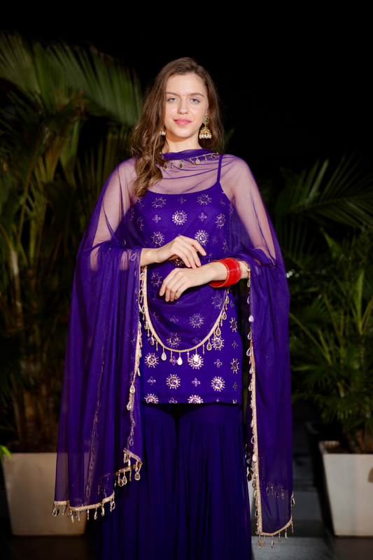 Rekha Purple Sharara Suit