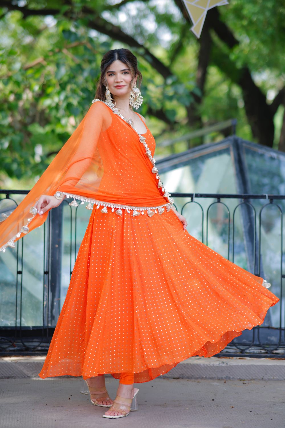 Dolly Orange Anarkali Suit