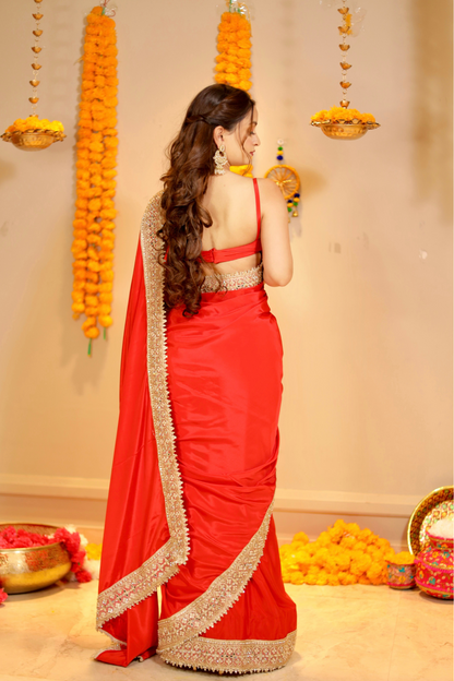 Maastani Red Saree with Blouse