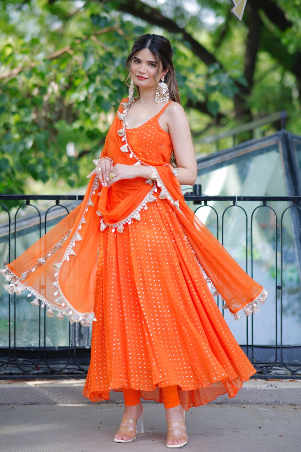 Dolly Orange Anarkali Suit