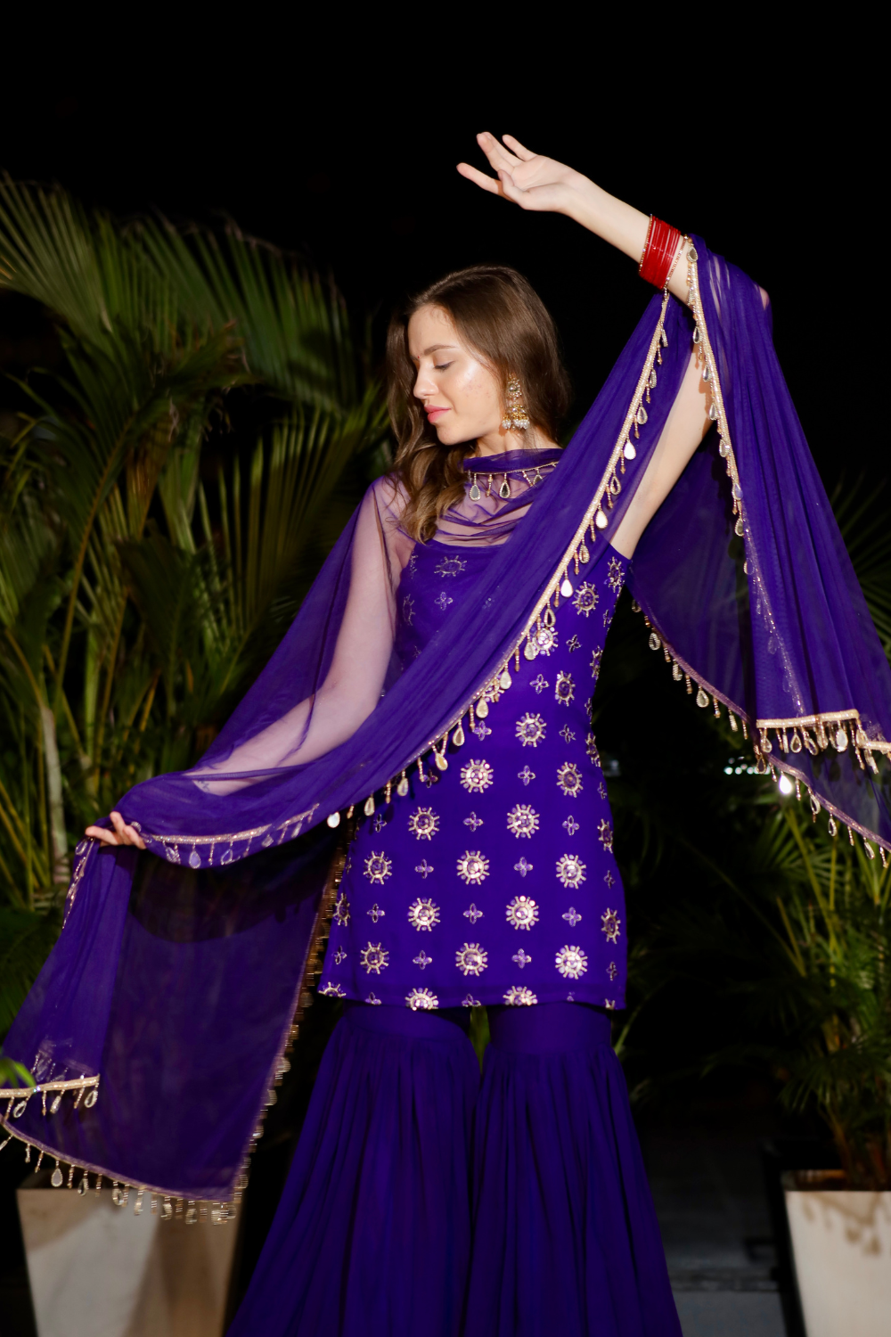 Rekha Purple Sharara Suit