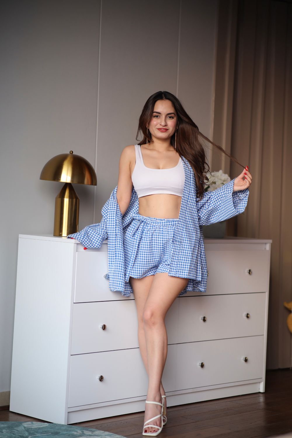 Lily Blue Cotton Co-ord Set with Shorts