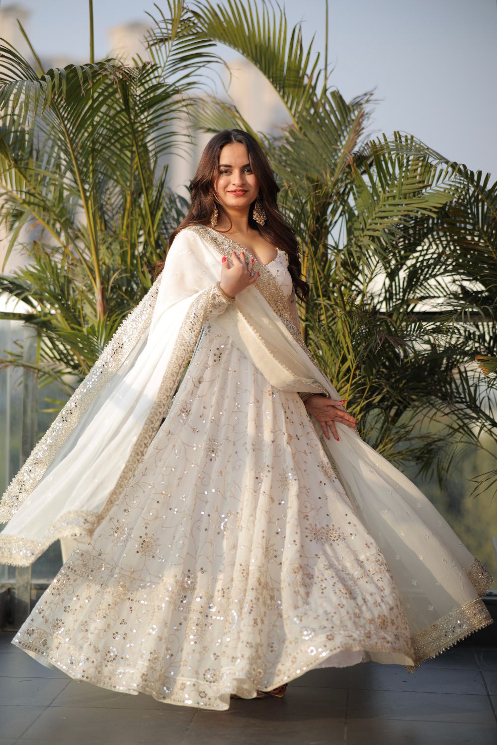 White Embellished Maastani Anarkali