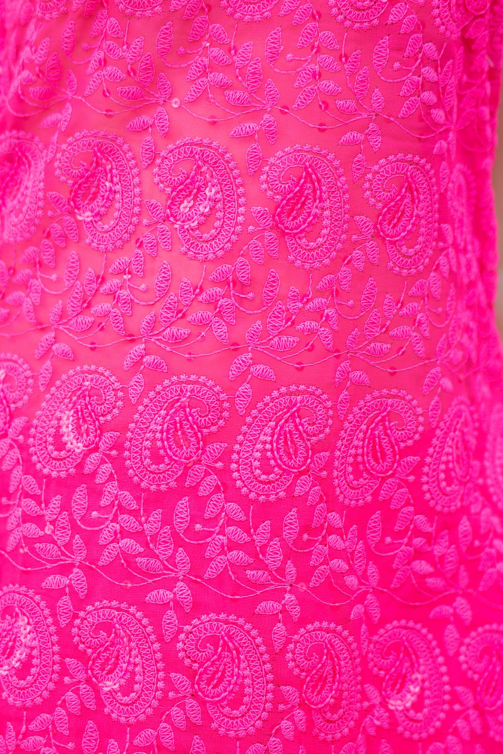 Laila chikankari suit in Vibrant Pink