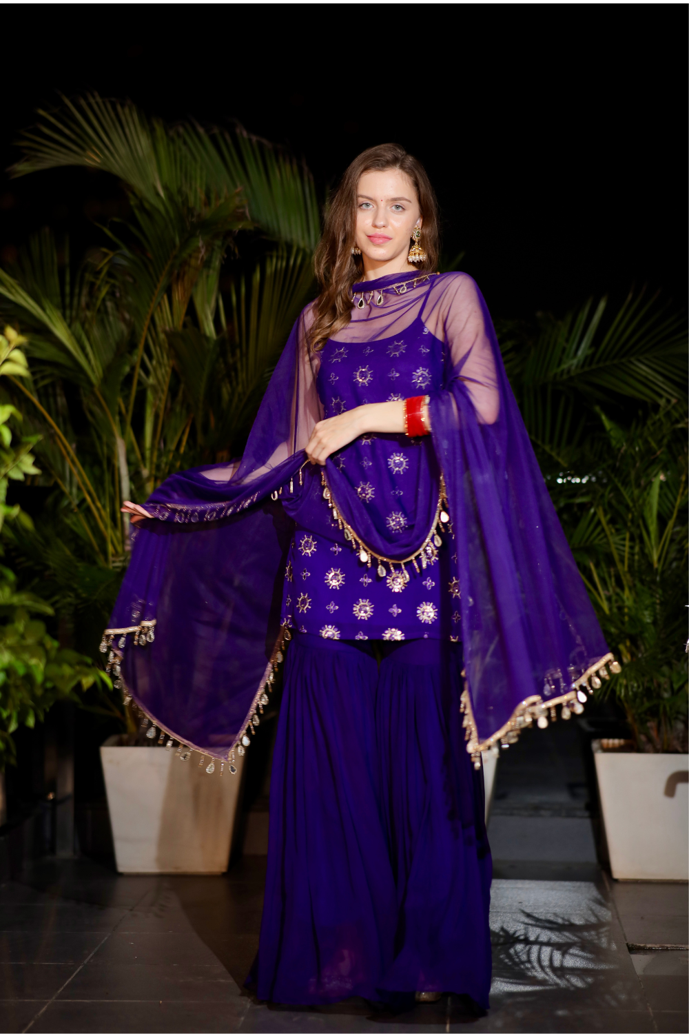 Rekha Purple Sharara Suit