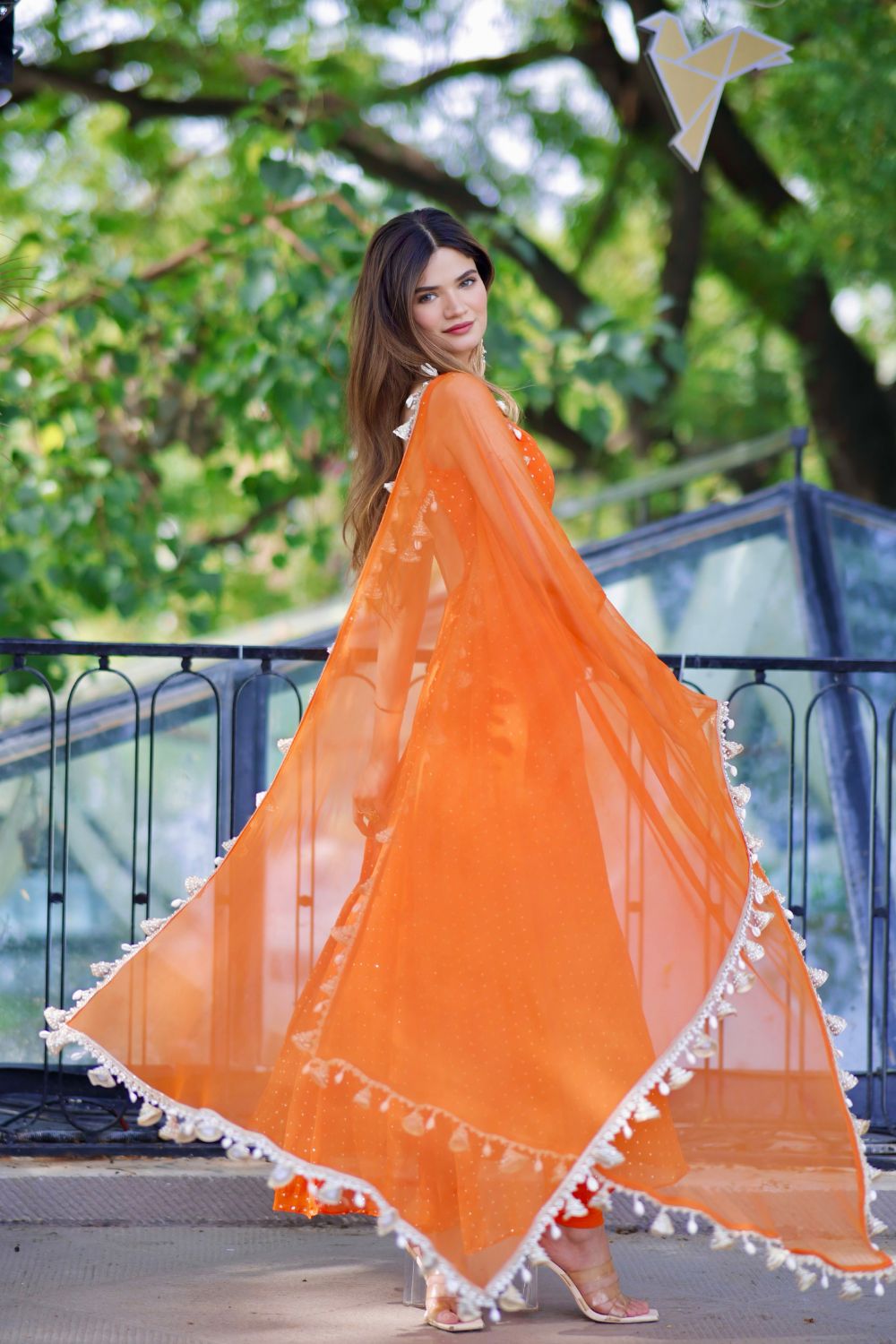 Dolly Orange Anarkali Suit