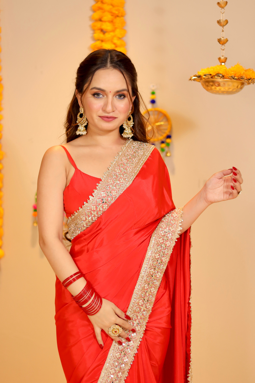 Maastani Red Saree with Blouse