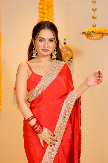 Maastani Red Saree with Blouse