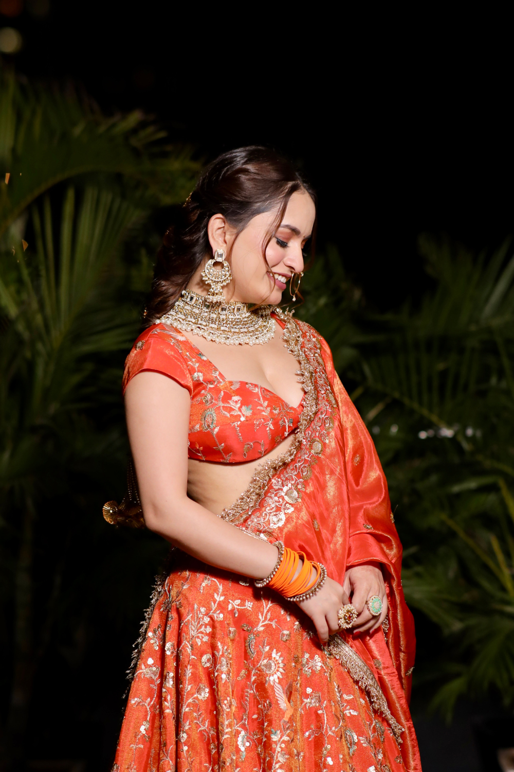 Chandani Orange Lehnga with Zari Work