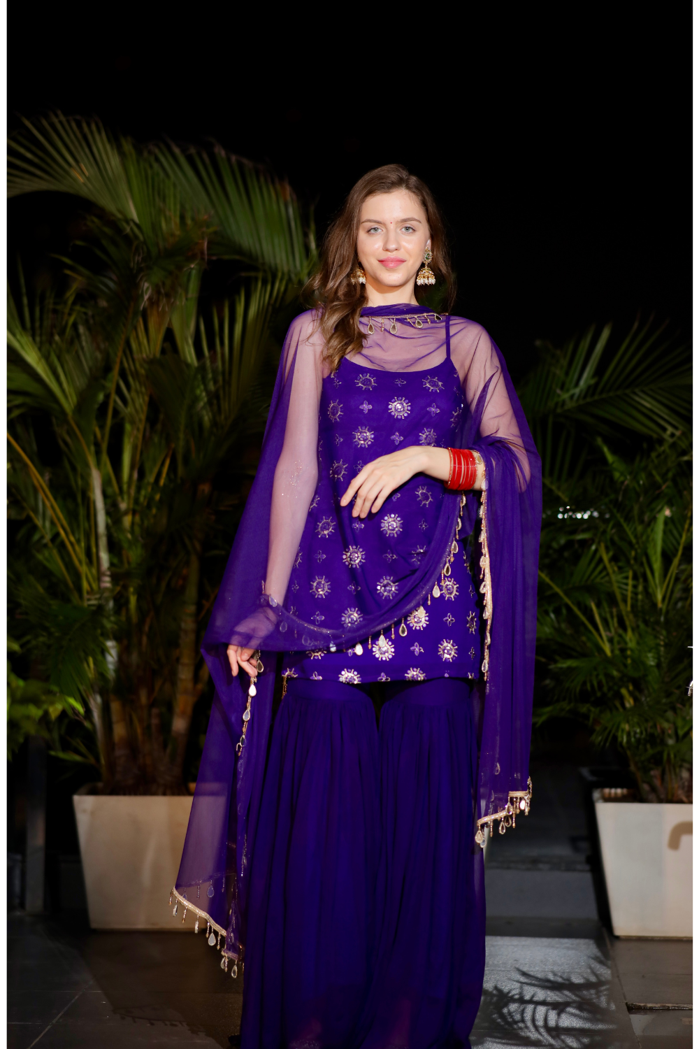 Rekha Purple Sharara Suit