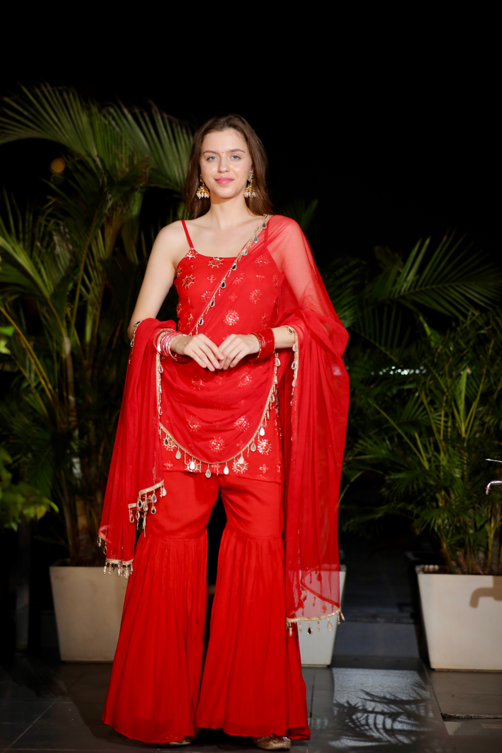 Rekha Red Sharara set