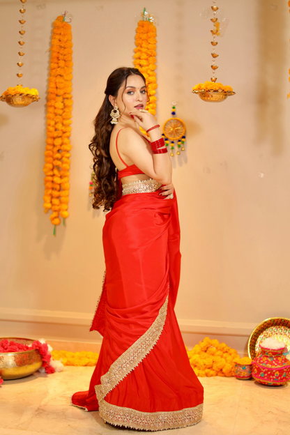 Maastani Red Saree with Blouse