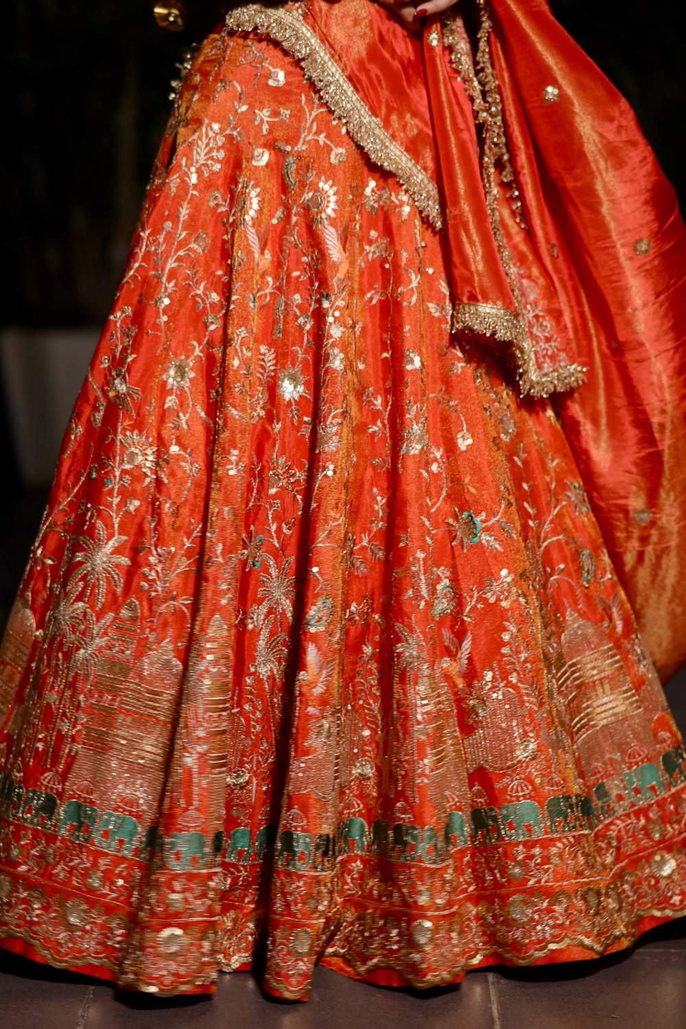 Chandani Orange Lehnga with Zari Work