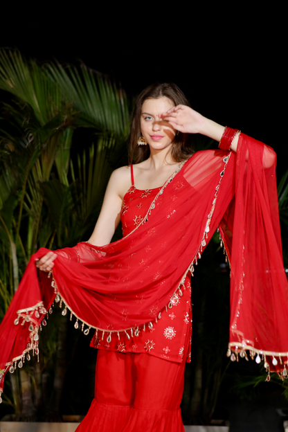 Rekha Red Sharara set