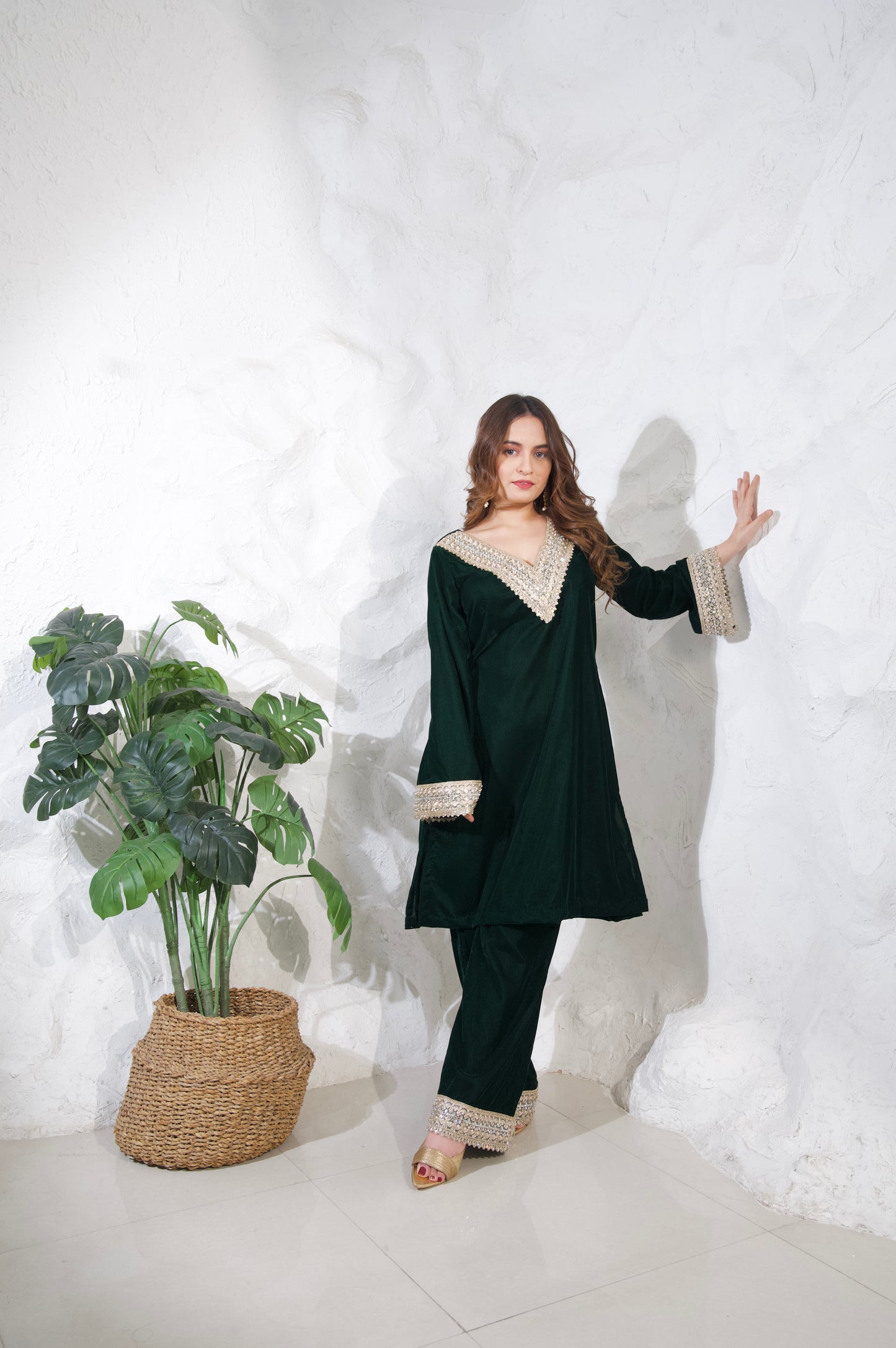 Roza Green Velvet Co Ord