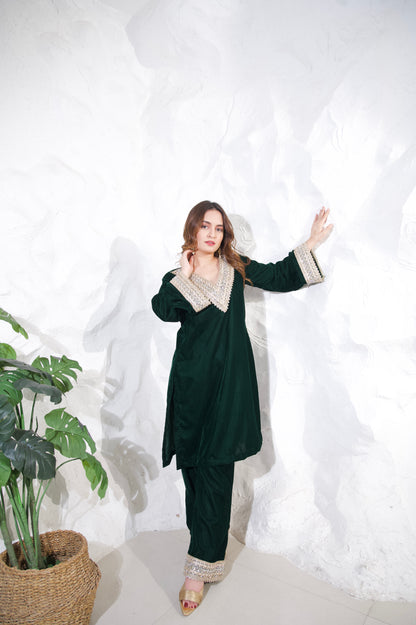 Roza Green Velvet Co Ord