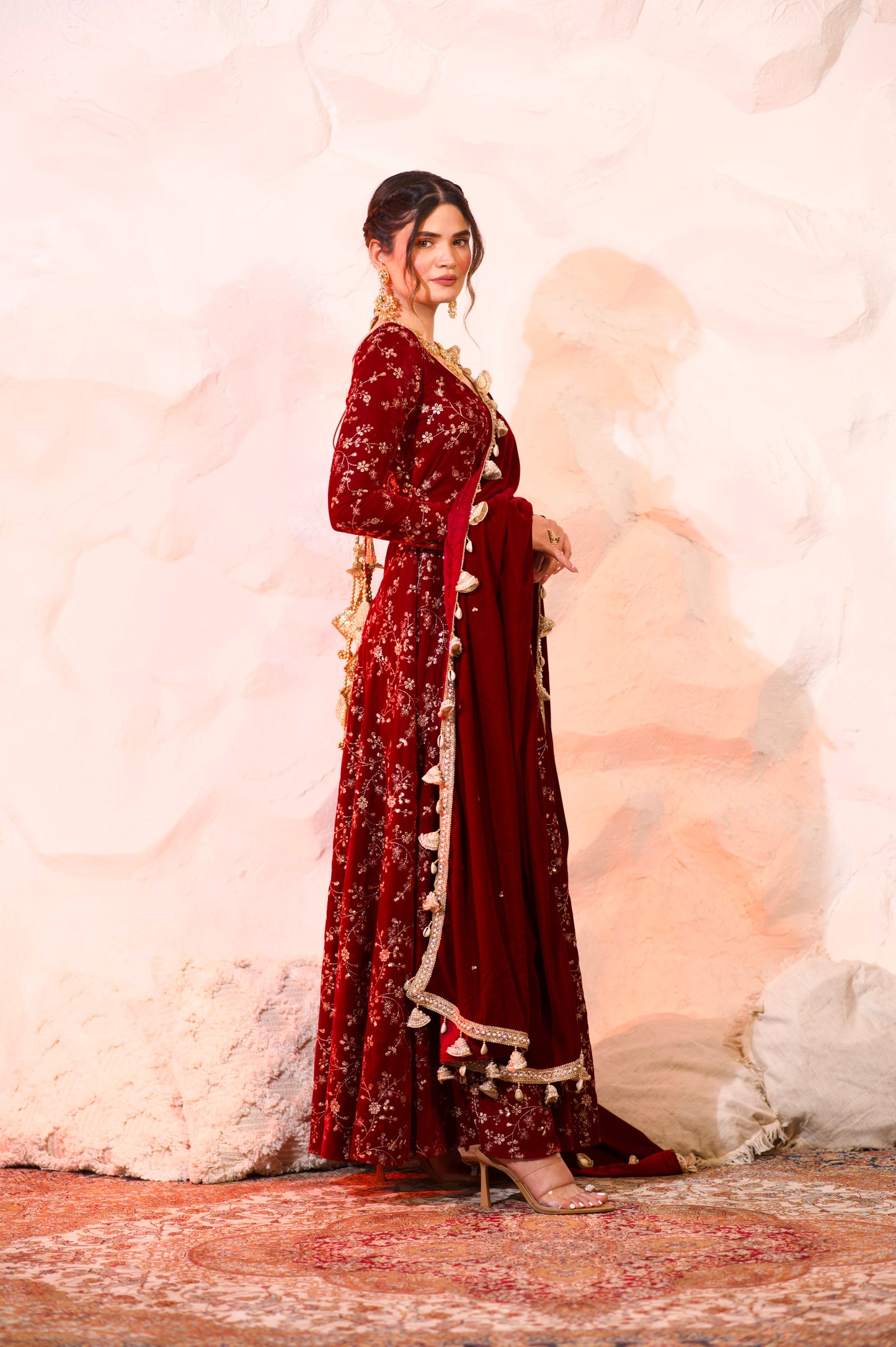 Malaika Velvet Red Anarkali