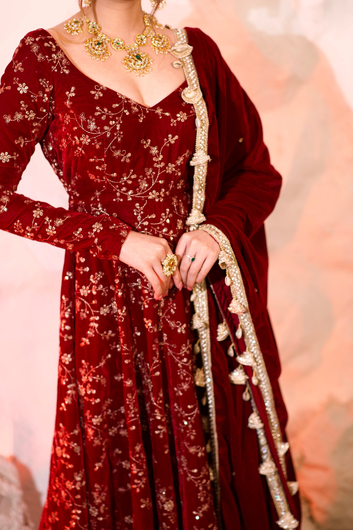 Malaika Velvet Red Anarkali