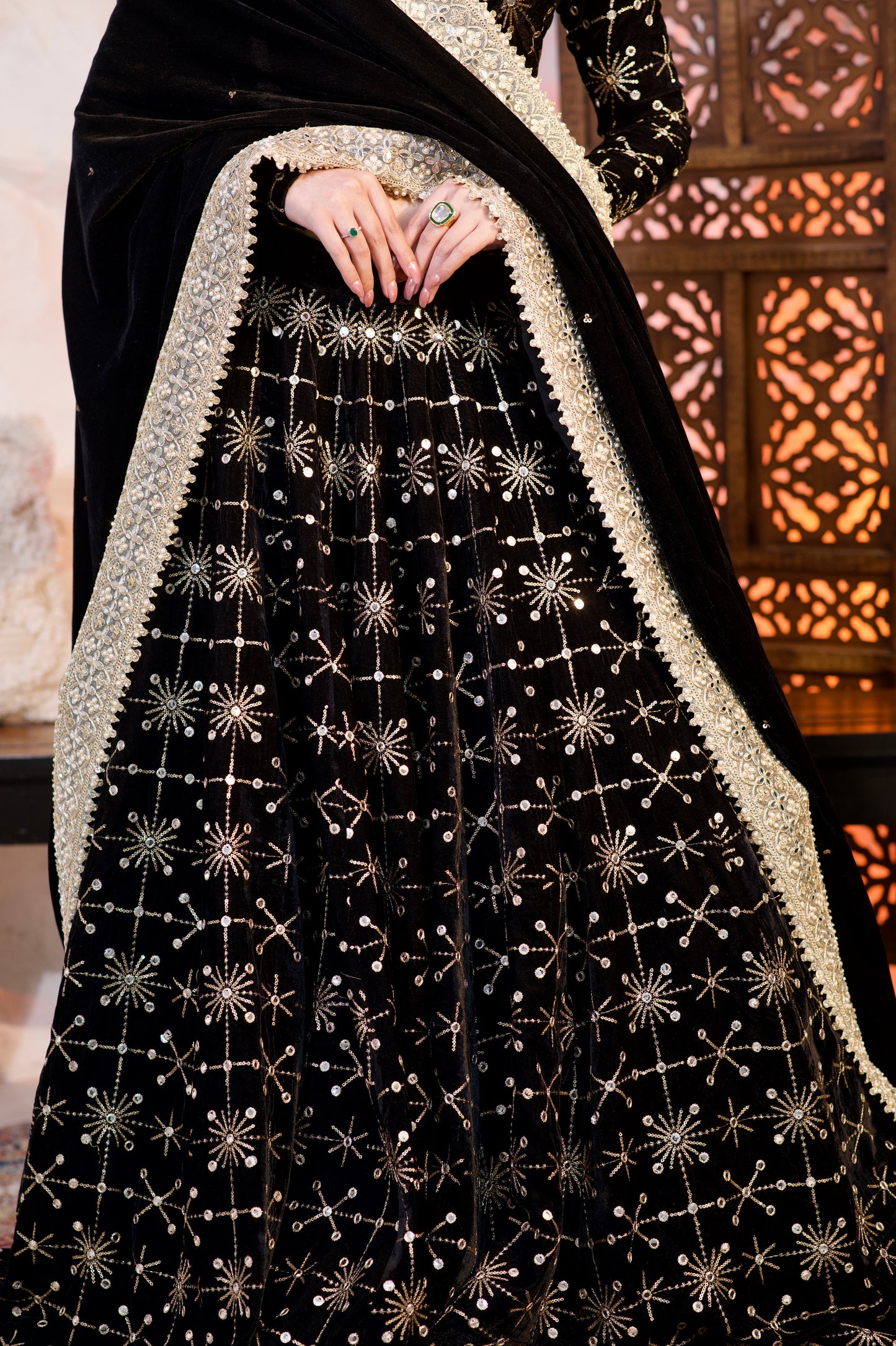 Geetanjali velvet lehnga in Black colour