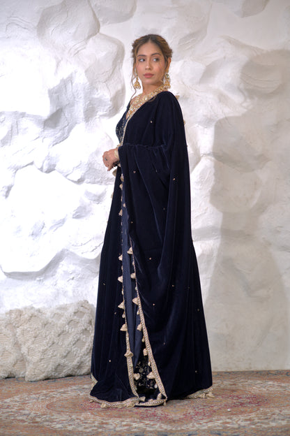 Malaika Velvet Navy Blue Anarkali