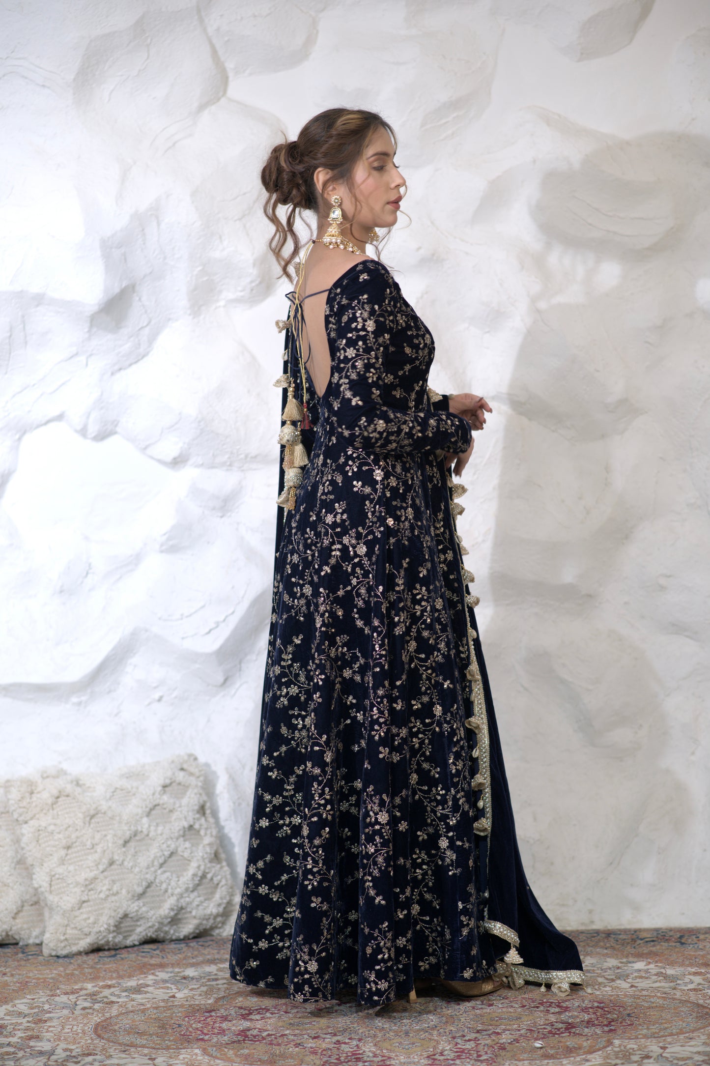 Malaika Velvet Navy Blue Anarkali