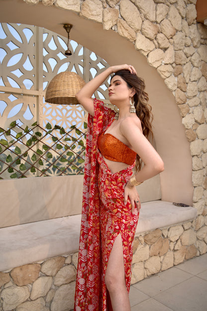 Tripti floral Red Kaftan