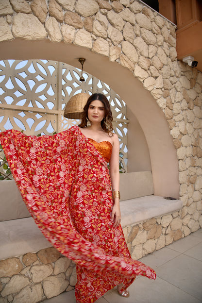 Tripti floral Red Kaftan