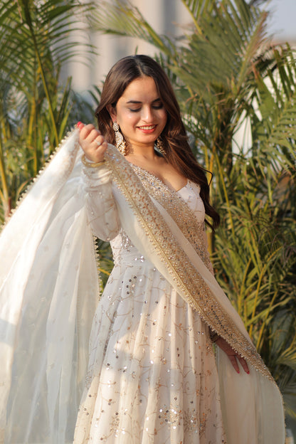 White Embellished Maastani Anarkali